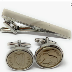 Premium 1965 Lucky Irish Threepence 3d for a 60th Birthday or Anniversary cufflinks Tie Clip Set SLV in 2025