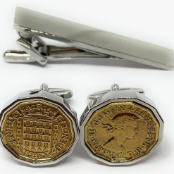 Premium 1965 Lucky Threepence cufflinks for a 60th Birthday cufflinks SLV Tie clip set in 2025