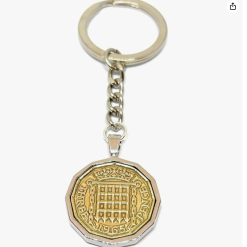 Solid Gold Plated Keyring 1966 Lucky Threepence 60th Birthday 60th birthday gifts