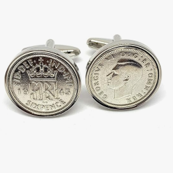 Premium 1946 Original Lucky Sixpence birthday/Anniversary Cufflinks ideal for a 80th birthday HT SLV