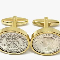 Premium 1946 Original Lucky Sixpence birthday/Anniversary Cufflinks ideal for a 80th birthday HT SLV