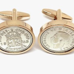 Premium 1946 Original Lucky Sixpence birthday/Anniversary Cufflinks ideal for a 80th birthday HT SLV