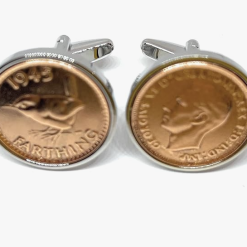 Premium 1946 Original Lucky Farthing birthday/Anniversary Cufflinks ideal for a 80th birthday HT SLV