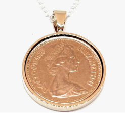 1976 50th Birthday/Anniversary one pence coin Solid Silver Plated Pendant One pence Pendant from 1976 for a 50th Birthday