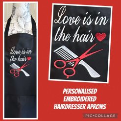 Personalised Embroidered Hairdresser Apron 2 Colour Heart Design