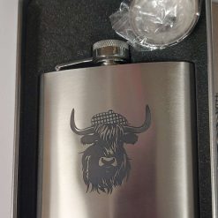Stunning Laser Engraved 6oz Hip Flask in Metal Gift Box