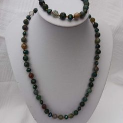 Faceted Indian Agate and Pearl Set