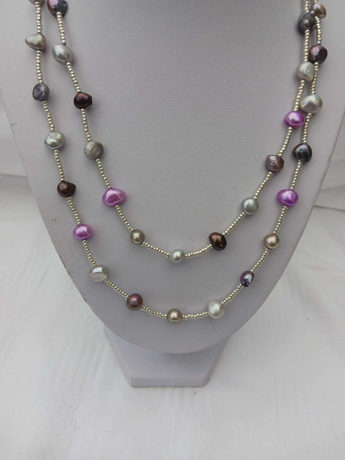 Long Silver Pearl Strand Long Silver Pearl Strand