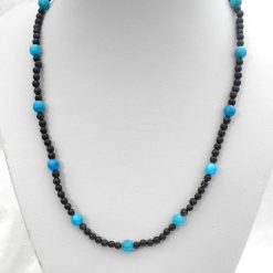 Blue Agate and Goldstone Necklace