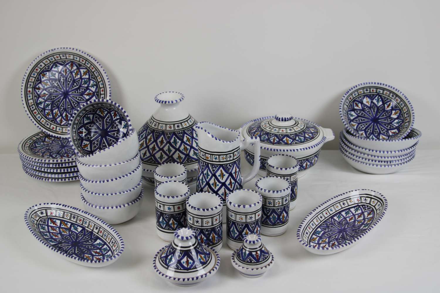 Handcrafted Stoneware Dinner Set – 35 Pieces – Amazigh Collection Handcrafted Stoneware Dinner Set – 35 Pieces – Amazigh Collection