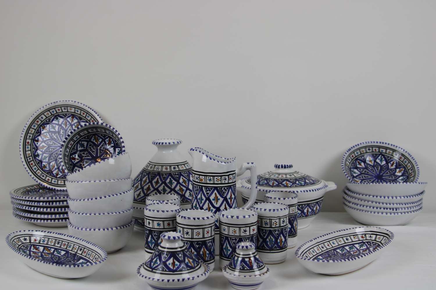 Handcrafted Stoneware Dinner Set – 35 Pieces – Amazigh Collection Handcrafted Stoneware Dinner Set – 35 Pieces – Amazigh Collection
