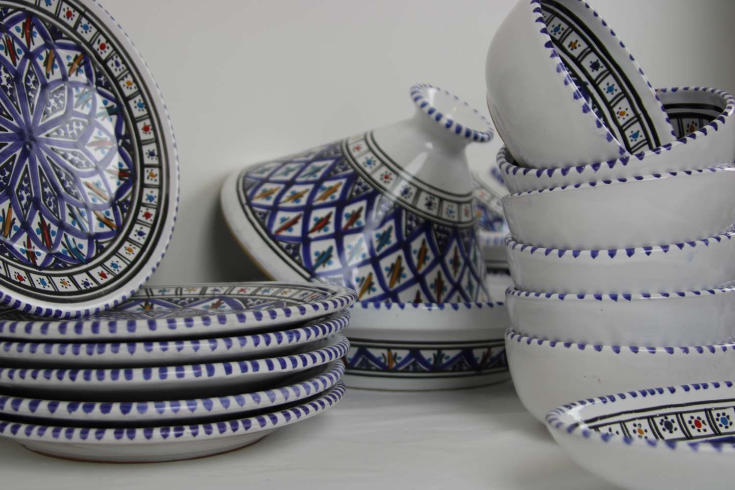 Handcrafted Stoneware Dinner Set – 35 Pieces – Amazigh Collection Handcrafted Stoneware Dinner Set – 35 Pieces – Amazigh Collection