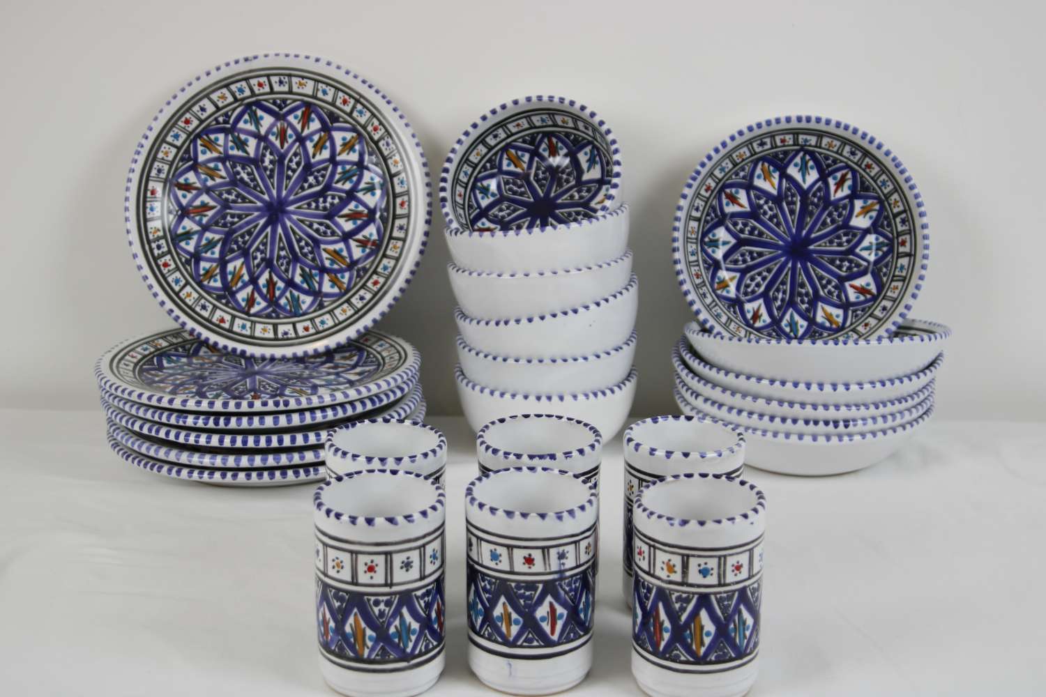 Handcrafted Stoneware Dinner Set – 35 Pieces – Amazigh Collection Handcrafted Stoneware Dinner Set – 35 Pieces – Amazigh Collection