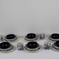 24 piece Dinner Set Stoneware Ceramics Handmade Arabic Blue 1 24 piece Dinner Set Stoneware Ceramics Handmade Arabic Blue 1