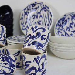 24 piece Dinner Set Stoneware Ceramics Handmade Arabic Blue 3 24 piece Dinner Set Stoneware Ceramics Handmade Arabic Blue 3