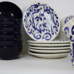 24 piece Dinner Set Stoneware Ceramics Handmade Arabic Blue 4 24 piece Dinner Set Stoneware Ceramics Handmade Arabic Blue 4