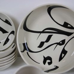 42-Piece Handmade Stoneware Kitchen Set – Vintage Arabic Theme