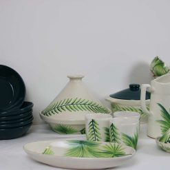 35-Piece Handmade Stoneware Kitchen Set – Vintage Green Leaf Collection 1