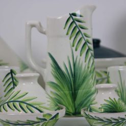 35-Piece Handmade Stoneware Kitchen Set – Vintage Green Leaf Collection 12