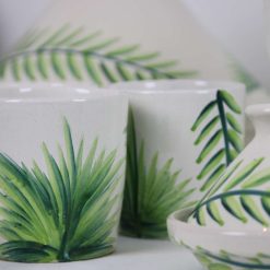 35-Piece Handmade Stoneware Kitchen Set – Vintage Green Leaf Collection 13