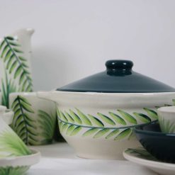 35-Piece Handmade Stoneware Kitchen Set – Vintage Green Leaf Collection 7