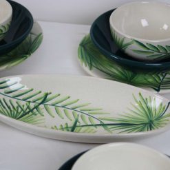 35-Piece Handmade Stoneware Kitchen Set – Vintage Green Leaf Collection 5