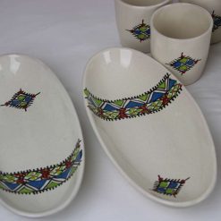 2 piece Dinner Starter Plate set Stoneware Ceramics Handmade Margoum