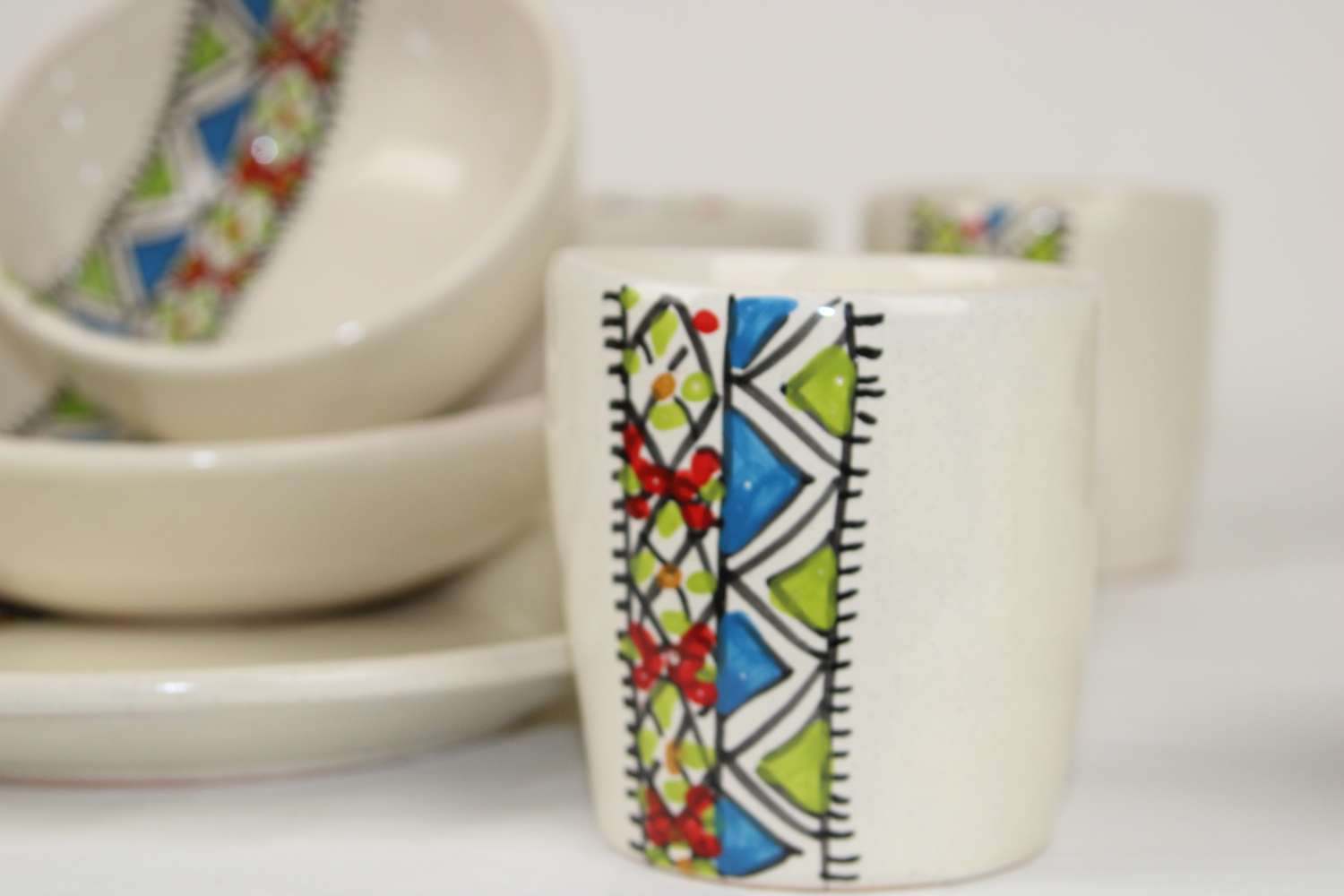 35-Piece Handmade Ceramic Dinner Set – Amazigh-Inspired Margoum Pattern 35-Piece Handmade Ceramic Dinner Set – Amazigh-Inspired Margoum Pattern