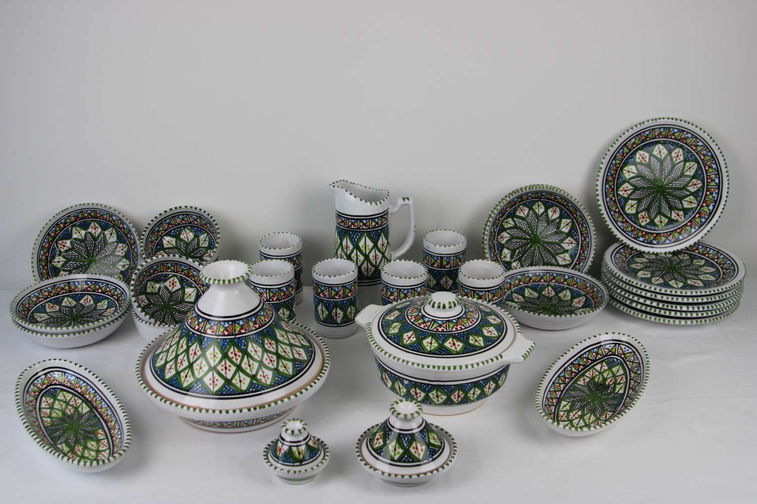 35-Piece Handmade Ceramic Kitchen Set – Liweza Green Theme 35-Piece Handmade Ceramic Kitchen Set – Liweza Green Theme