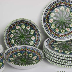 35-Piece Handmade Ceramic Kitchen Set – Liweza Green Theme