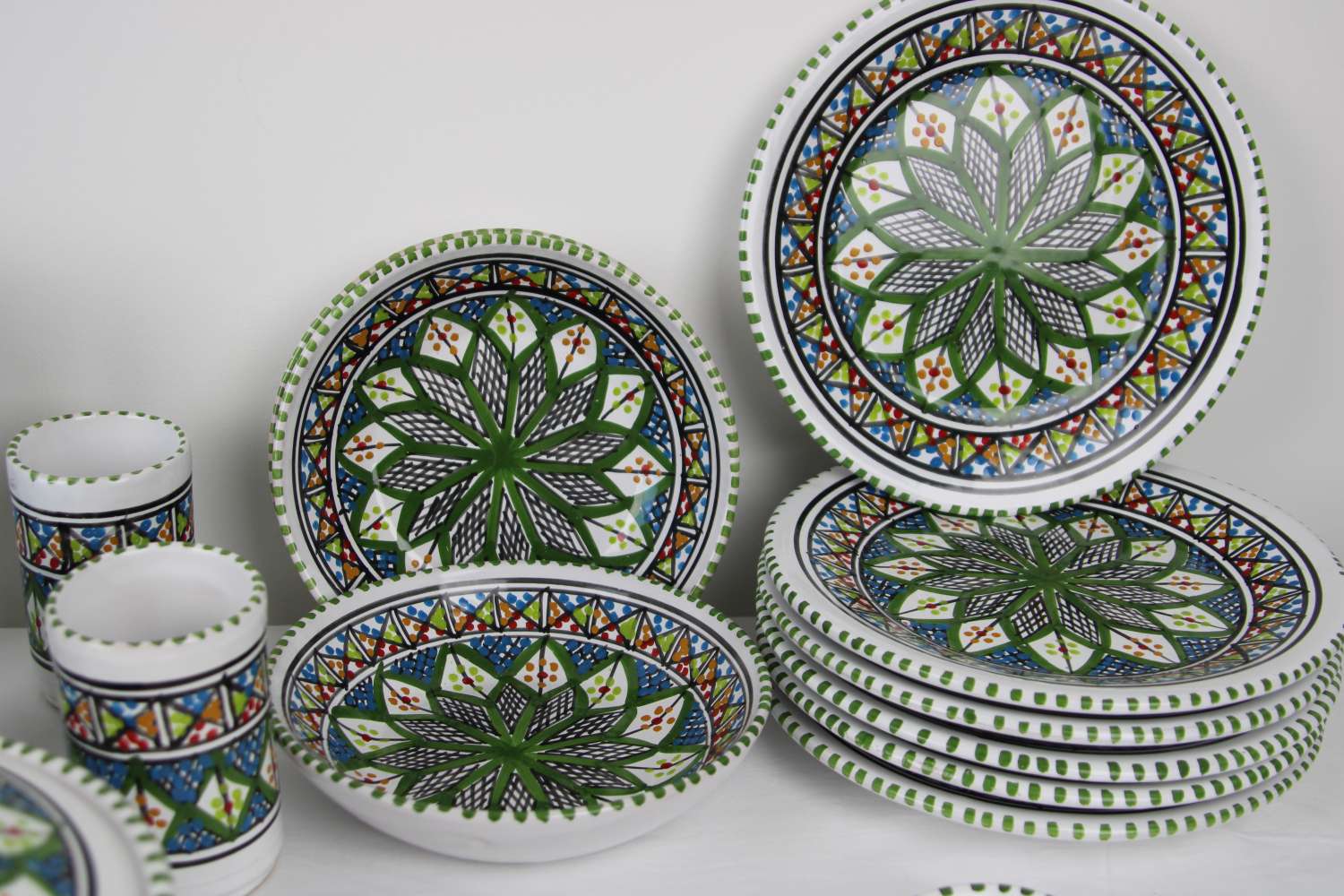 35-Piece Handmade Ceramic Kitchen Set – Liweza Green Theme 35-Piece Handmade Ceramic Kitchen Set – Liweza Green Theme