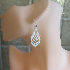 White Dangle Leaf Earrings 1 White Dangle Leaf Earrings 1