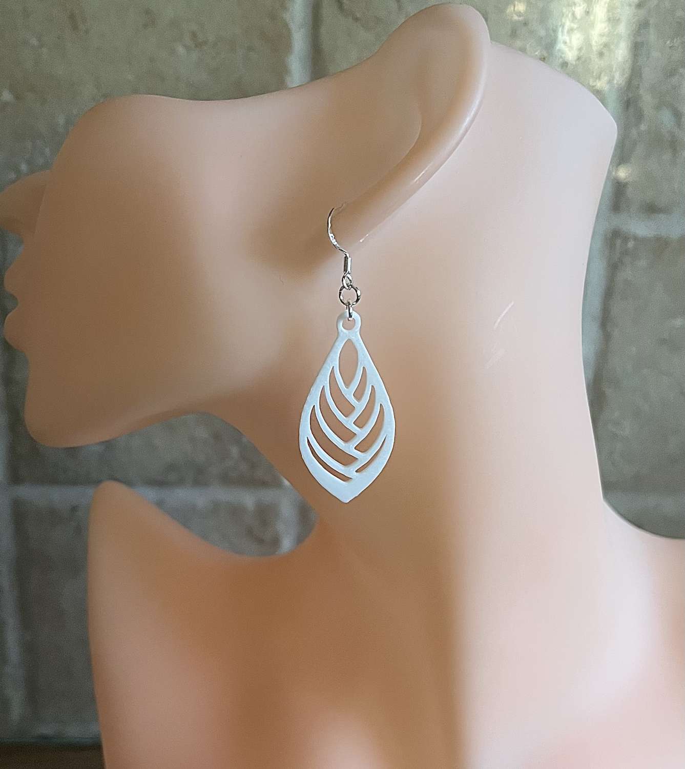 White Dangle Leaf Earrings White Dangle Leaf Earrings