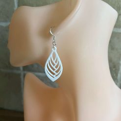 White Dangle Leaf Earrings