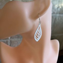 White Dangle Leaf Earrings 3 White Dangle Leaf Earrings 3