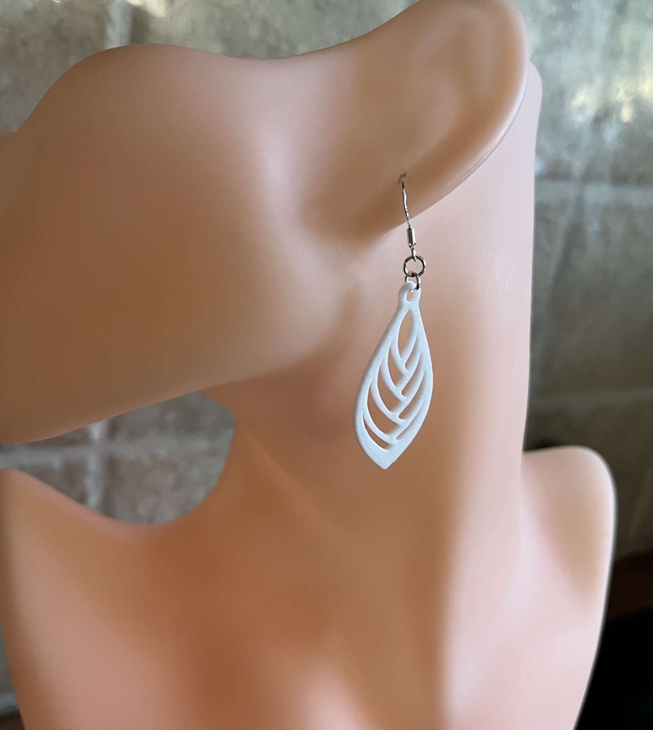 White Dangle Leaf Earrings White Dangle Leaf Earrings