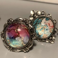 Marbled, domed, adjustable ring 1 Marbled, domed, adjustable ring 1