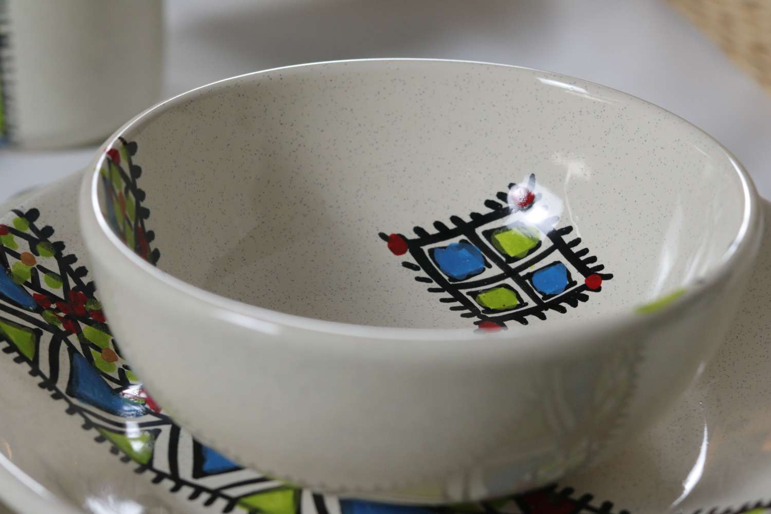 35-Piece Handmade Ceramic Dinner Set – Amazigh-Inspired Margoum Pattern 35-Piece Handmade Ceramic Dinner Set – Amazigh-Inspired Margoum Pattern