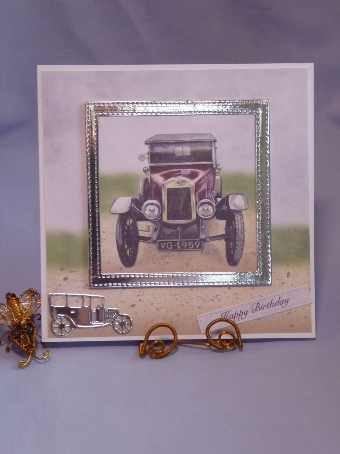 Maroon Vintage Car Birthday Card Maroon Vintage Car Birthday Card