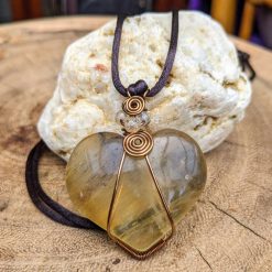 Wire wrapped pendant - Yellow Flourite