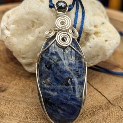 Wire wrapped pendant - Sodalite in Sterling Silver 2