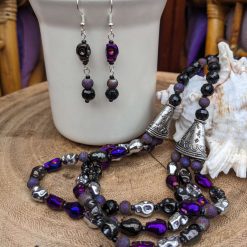 Multo layer Skull necklace & earrings