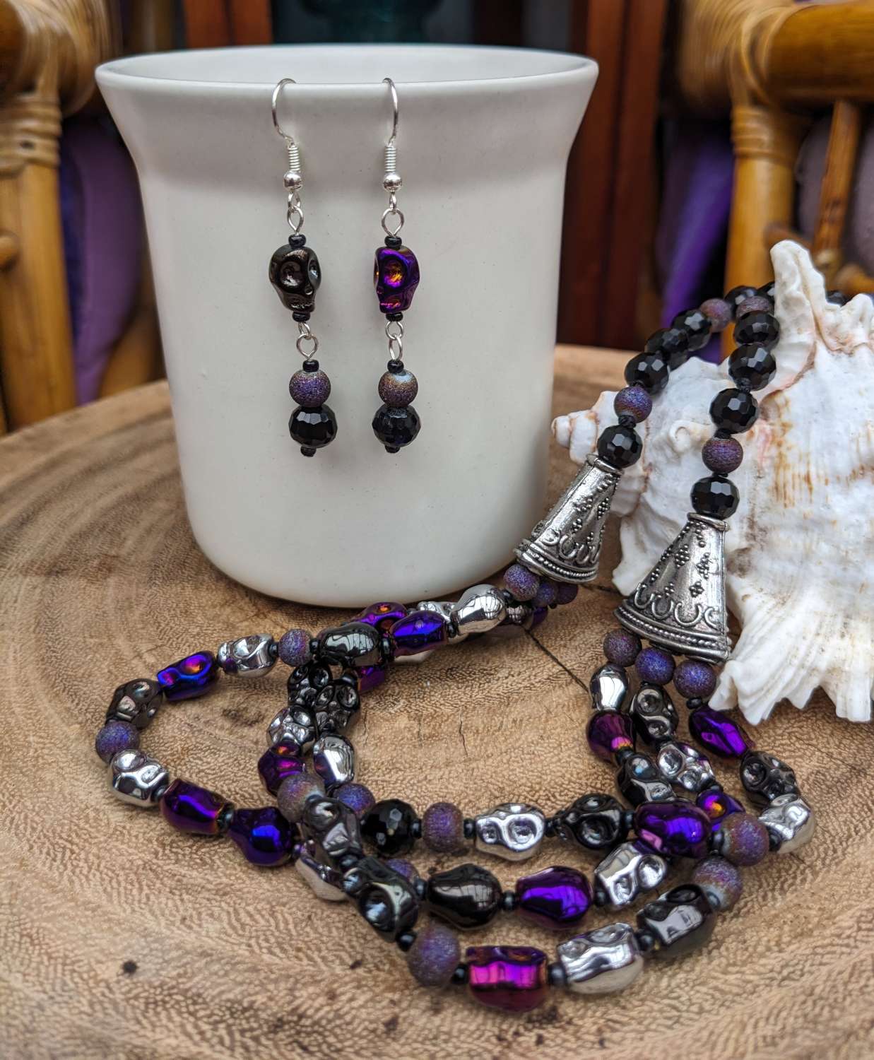 Multo layer Skull necklace & earrings Multo layer Skull necklace & earrings
