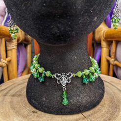 Flower headpiece/necklace set - green 3
