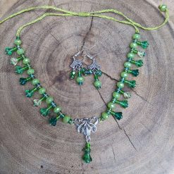 Flower headpiece/necklace set - green 4