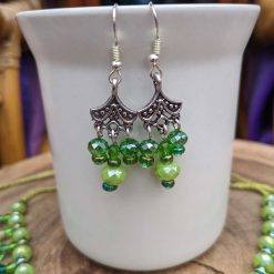 Flower headpiece/necklace set - green 1