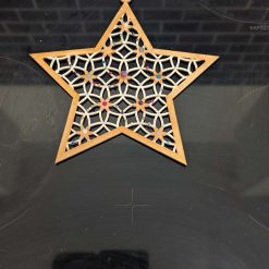 Beaded wooden star hanging decoration 1