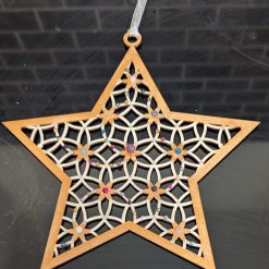 Beaded wooden star hanging decoration