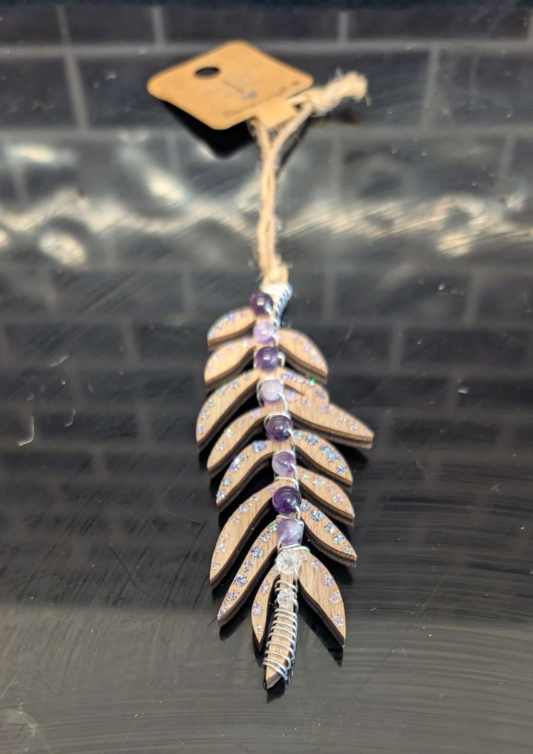 Amethyst Beaded leaf decoration Amethyst Beaded leaf decoration
