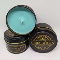 Creede Green Irysh handmade candles CHIDS-WICKS 4oz candle tin